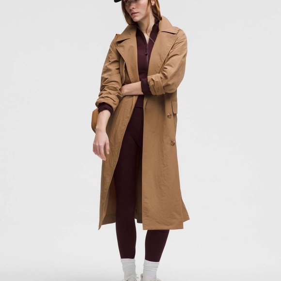 LULULEMON CLASSIC FIT TRENCH COAT CAMEL BROWN LARGE NWT - Picture 1 of 12